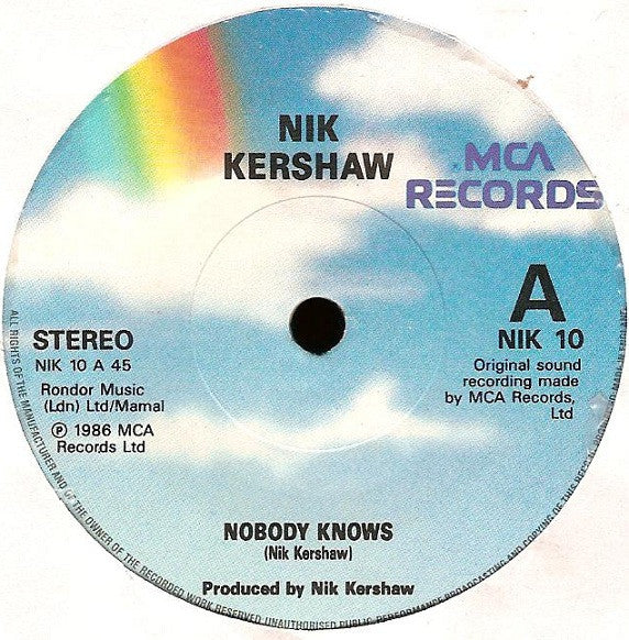 Nik Kershaw - Nobody Knows - Used Vinyl Record 7" image 3