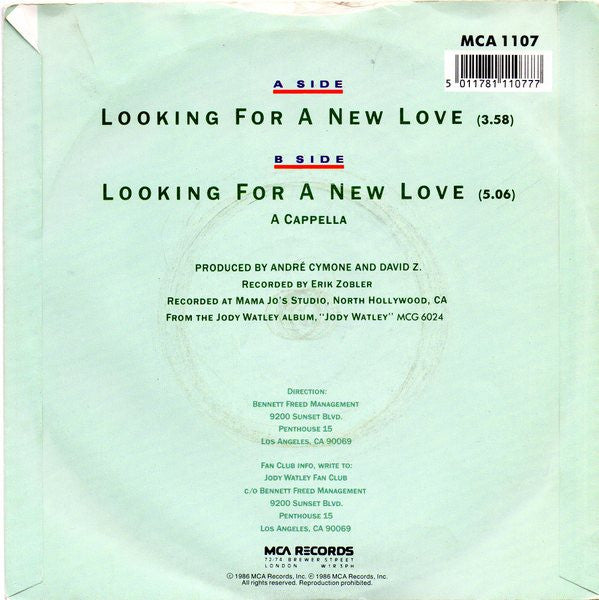 Jody Watley - Looking For A New Love - Used Vinyl Record 7" image 2