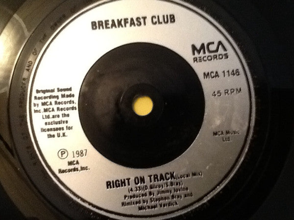 Breakfast Club - Right On Track - Used Vinyl Record 7" image 3