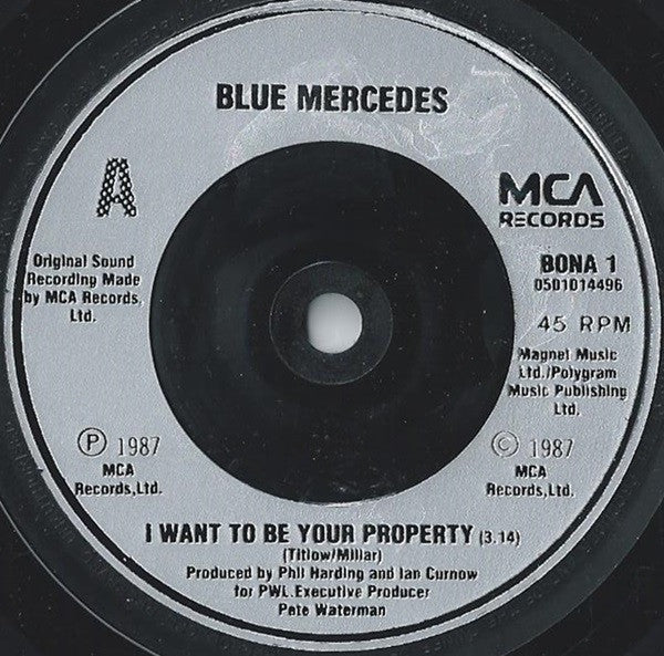 Blue Mercedes - I Want To Be Your Property - Used Vinyl Record 7" image 3