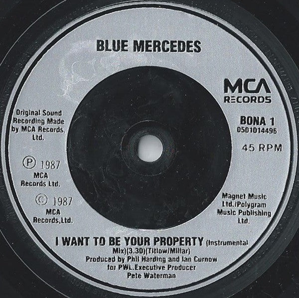 Blue Mercedes - I Want To Be Your Property - Used Vinyl Record 7" image 4