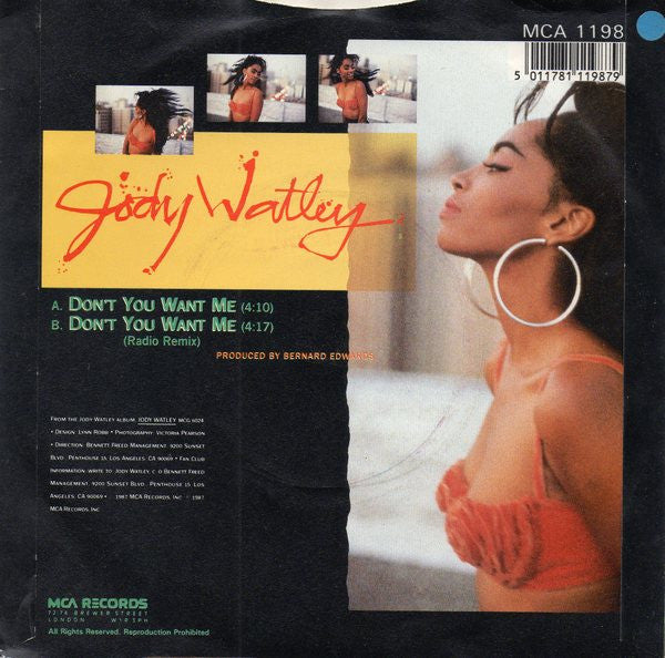 Jody Watley - Don't You Want Me - Used Vinyl Record 7" image 6