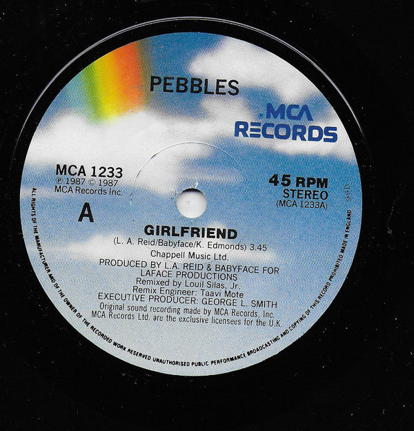 Pebbles - Girlfriend - Used Vinyl Record 7" image 3