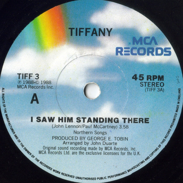 Tiffany - I Saw Him Standing There - Used Vinyl Record 7" image 3