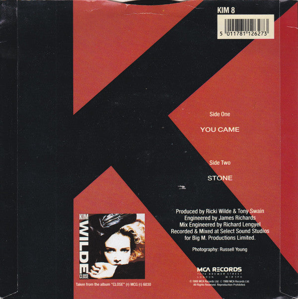 Kim Wilde - You Came - Used Vinyl Record 7" image 2