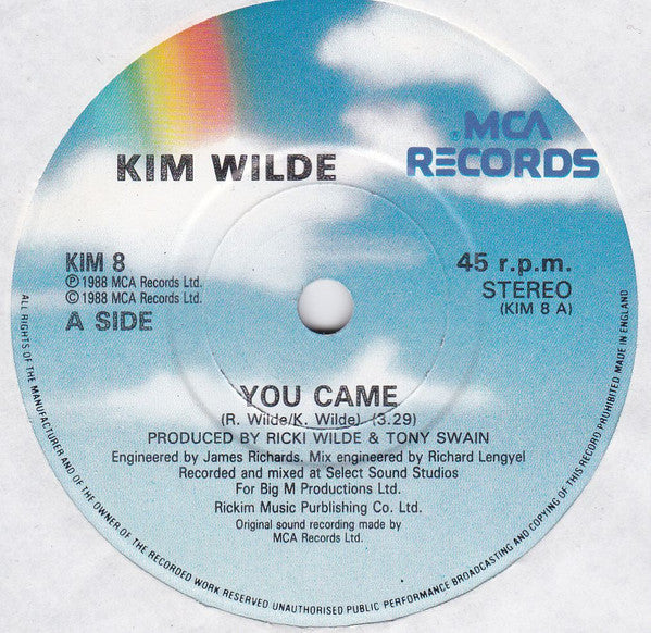 Kim Wilde - You Came - Used Vinyl Record 7" image 3