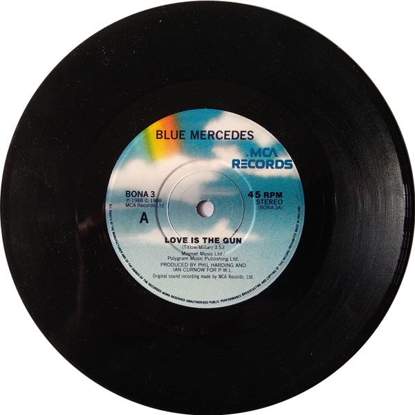 Blue Mercedes - Love Is The Gun - Used Vinyl Record 7" image 3