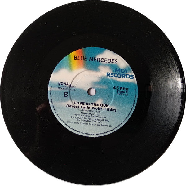 Blue Mercedes - Love Is The Gun - Used Vinyl Record 7" image 4