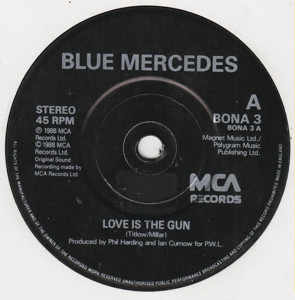 Blue Mercedes - Love Is The Gun - Used Vinyl Record 7" image 7