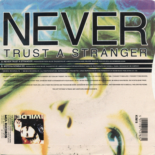 Kim Wilde - Never Trust A Stranger - Used Vinyl Record 7" image 2