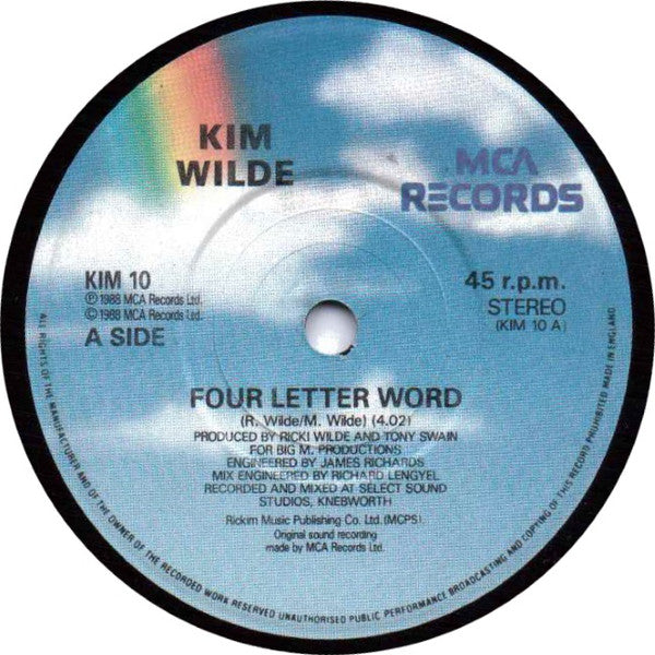 Kim Wilde - Four Letter Word - Used Vinyl Record 7" image 3