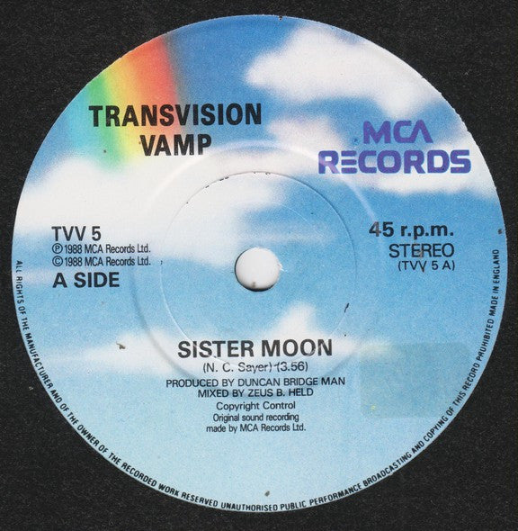 Transvision Vamp - Sister Moon - Used Vinyl Record 7" image 3