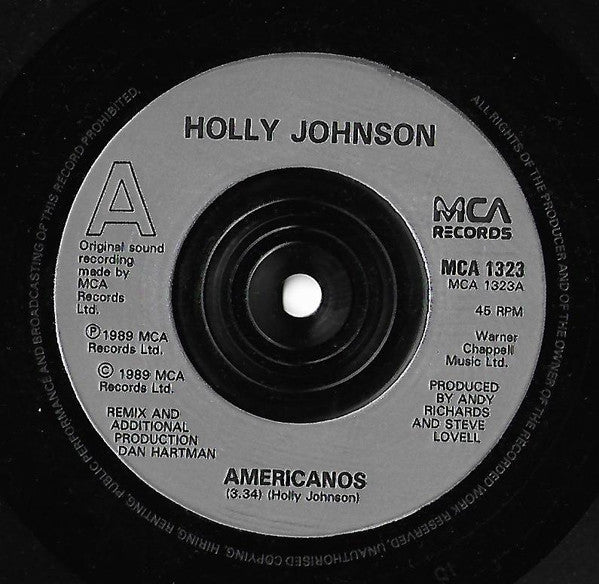 Holly Johnson - Americanos - Used Vinyl Record 7" image 3