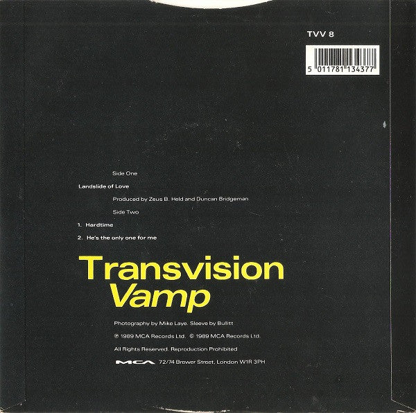 Transvision Vamp - Landslide Of Love - Used Vinyl Record 7" image 6