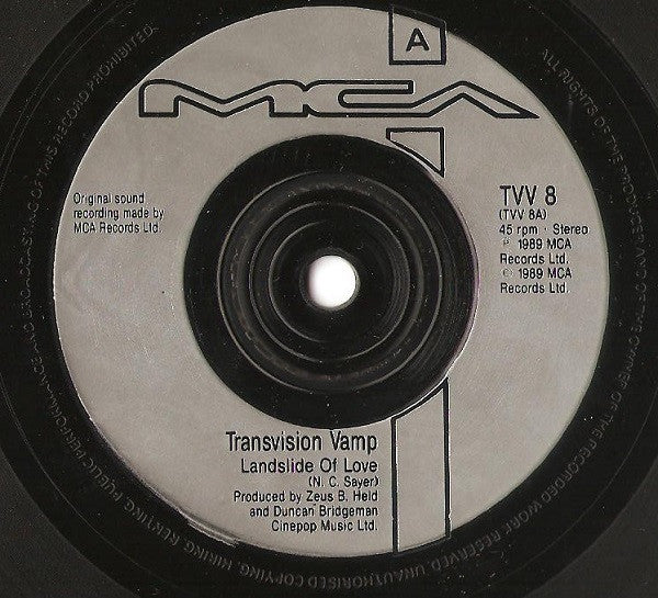 Transvision Vamp - Landslide Of Love - Used Vinyl Record 7" image 7