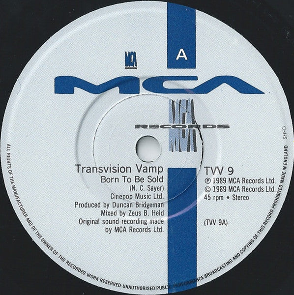 Transvision Vamp - Born To Be Sold - Used Vinyl Record 7" image 3