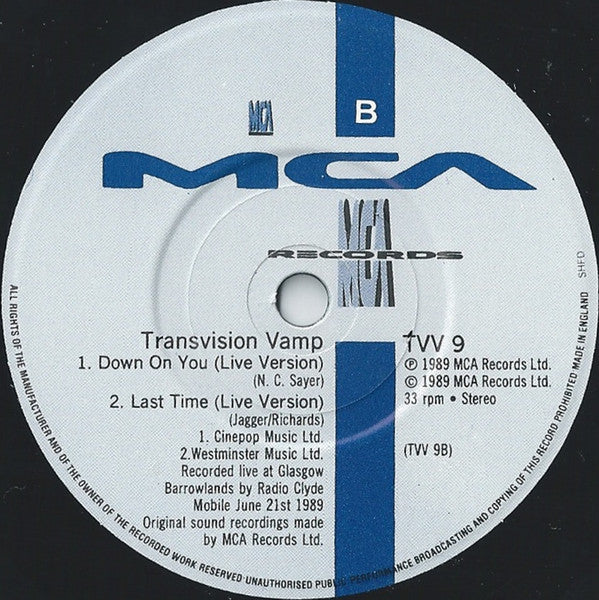 Transvision Vamp - Born To Be Sold - Used Vinyl Record 7" image 4