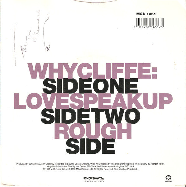 Whycliffe - Lovespeakup - Used Vinyl Record 7" image 6