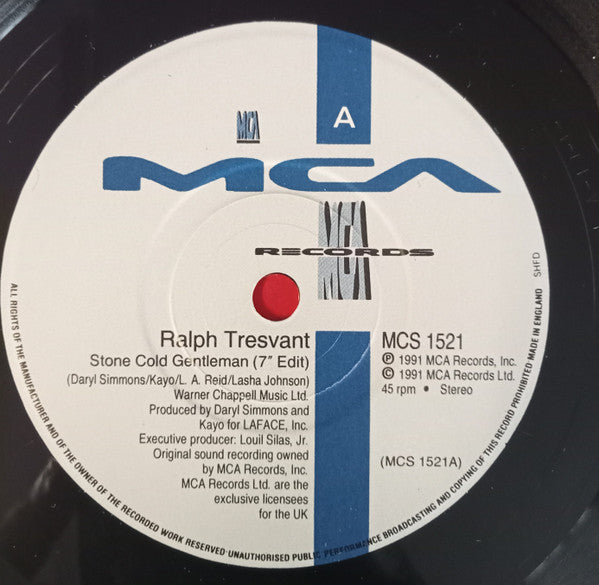 Ralph Tresvant - Stone Cold Gentleman - Used Vinyl Record 7" image 3