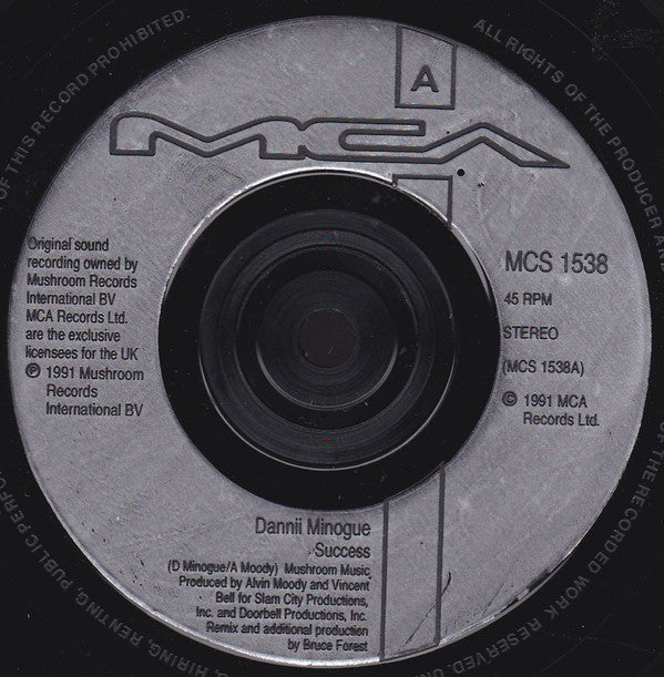 Dannii Minogue - Success - Used Vinyl Record 7" image 7