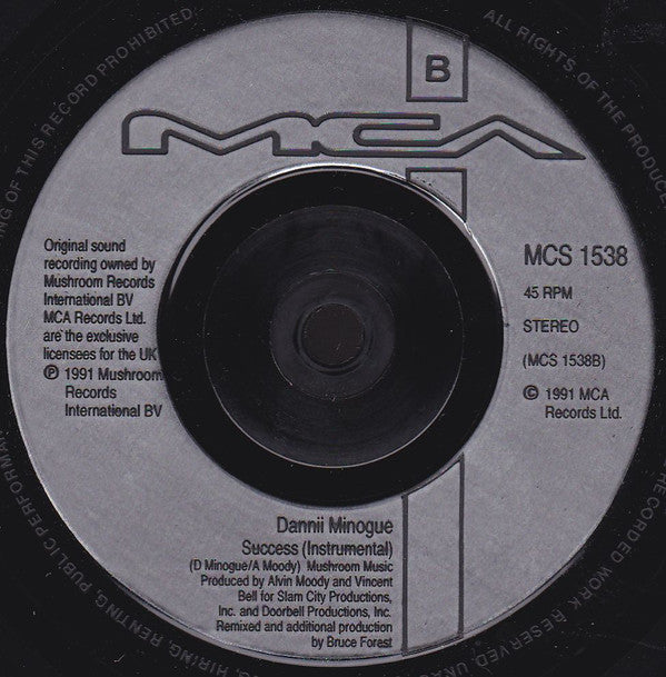 Dannii Minogue - Success - Used Vinyl Record 7" image 8