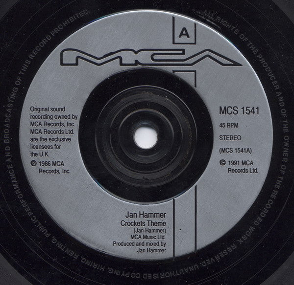 Jan Hammer - Crockett's Theme / Chancer - Used Vinyl Record 7" image 3