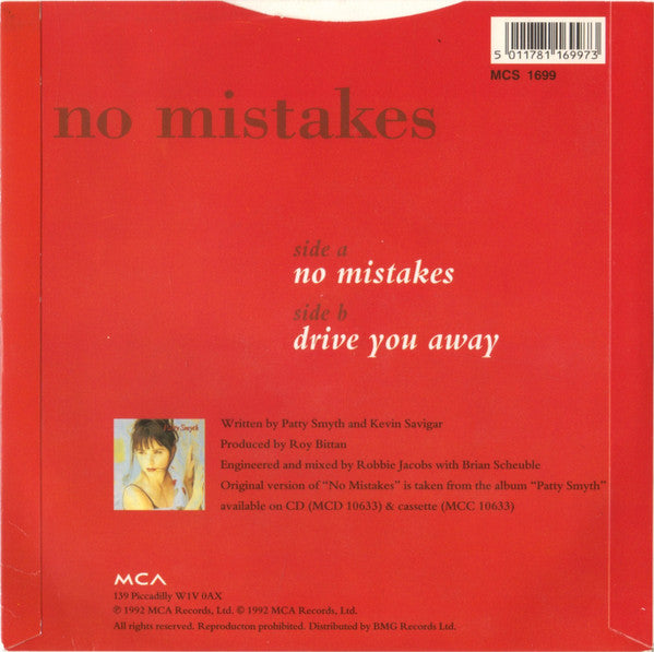 Patty Smyth - No Mistakes - Used Vinyl Record 7" image 2