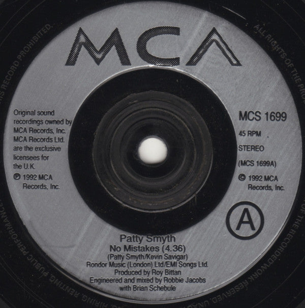 Patty Smyth - No Mistakes - Used Vinyl Record 7" image 3