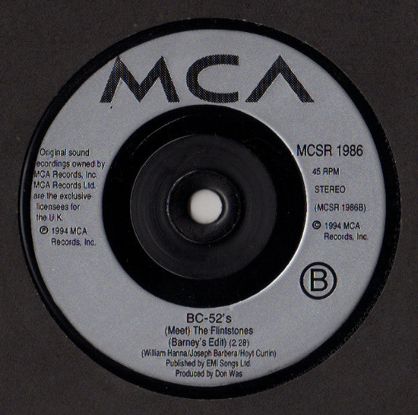 B-52's - (Meet) The Flintstones - Used Vinyl Record 7" image 4