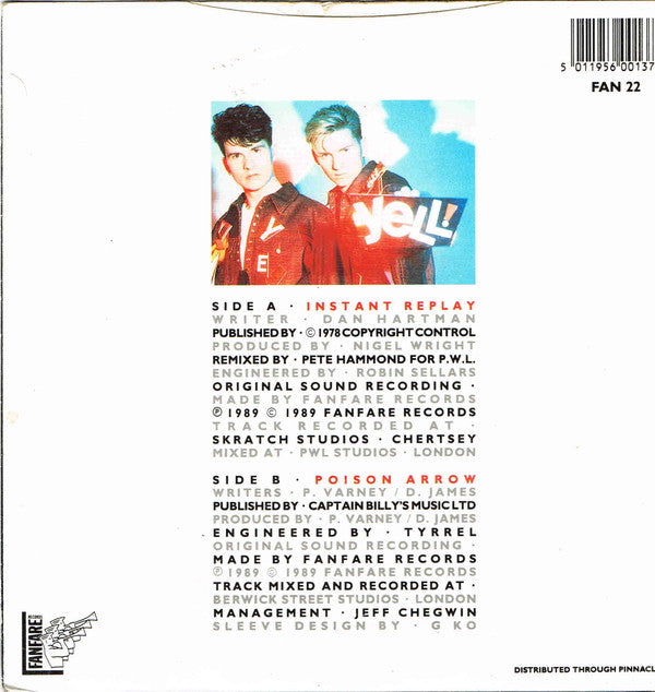 Yell! - Instant Replay - Used Vinyl Record 7" image 2