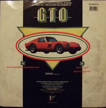 Sinitta - GTO (Modina's Red Roaring Mix) - Used Vinyl Record 12" image 2