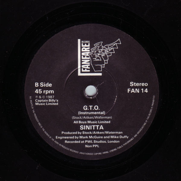 Sinitta - GTO - Used Vinyl Record 7" image 4