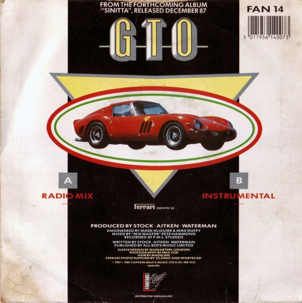 Sinitta - GTO - Used Vinyl Record 7" image 6
