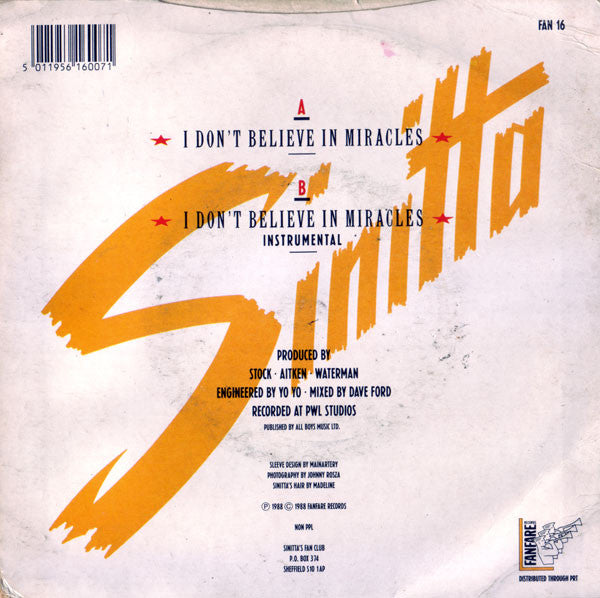 Sinitta - I Don't Believe In Miracles (Merlin's New Hit Mix) - Used V image 2