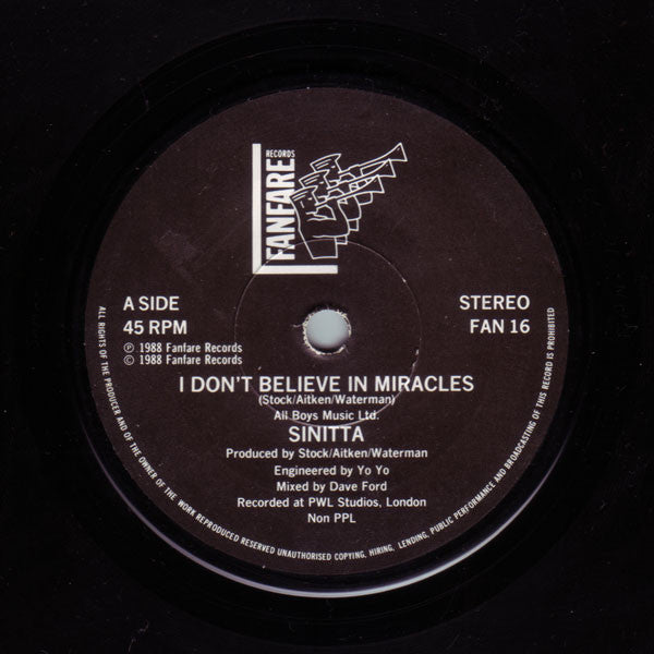 Sinitta - I Don't Believe In Miracles (Merlin's New Hit Mix) - Used V image 3