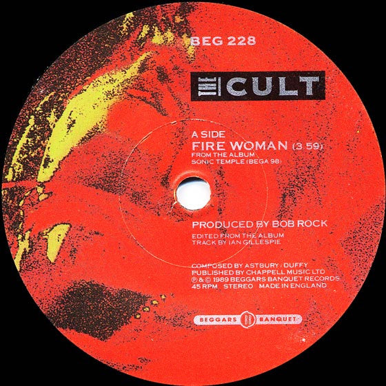Cult - Fire Woman - Used Vinyl Record 7" image 3