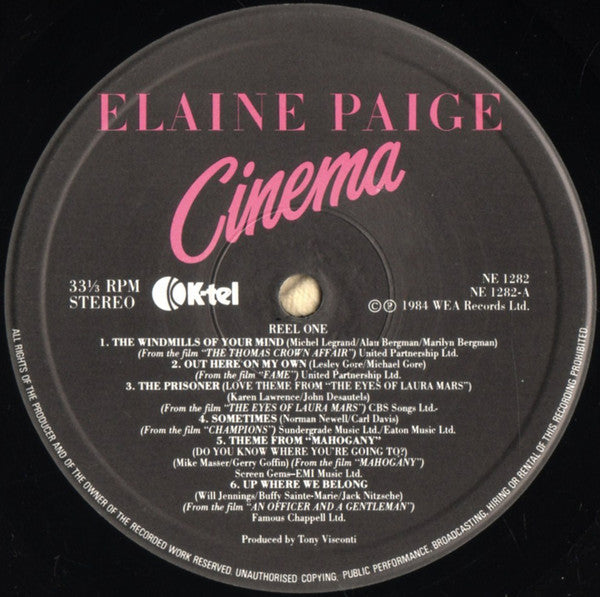 Elaine Paige - Cinema - Used Vinyl Record image 3