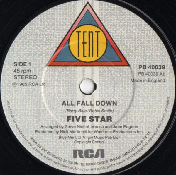 Five Star - All Fall Down - Used Vinyl Record 7" image 7