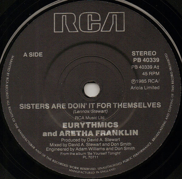 Eurythmics - Sisters Are Doin' It For Themselves - Used Vinyl Record image 3