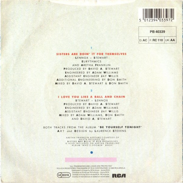 Eurythmics - Sisters Are Doin' It For Themselves - Used Vinyl Record image 6