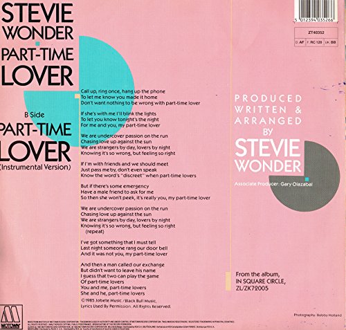 Stevie Wonder - Part-Time Lover - Used Vinyl Record 7" image 2