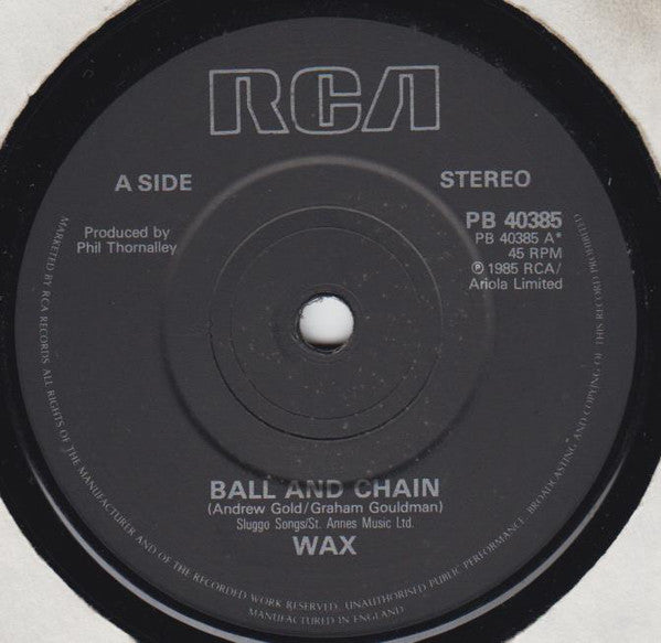 Wax - Ball And Chain - Used Vinyl Record 7" image 3