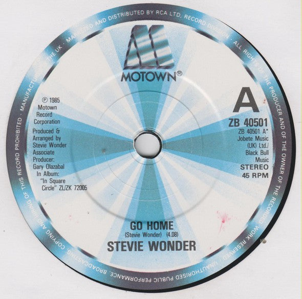 Stevie Wonder - Go Home - Used Vinyl Record 7" image 3