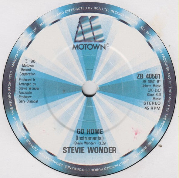 Stevie Wonder - Go Home - Used Vinyl Record 7" image 8
