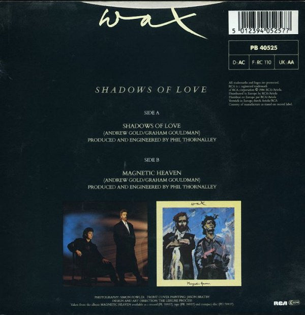 Wax - Shadows Of Love - Used Vinyl Record 7" image 2