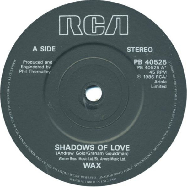 Wax - Shadows Of Love - Used Vinyl Record 7" image 7