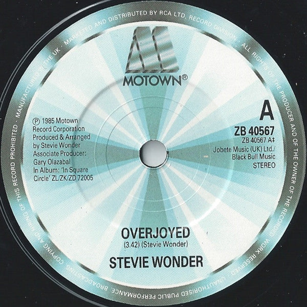 Stevie Wonder - Overjoyed - Used Vinyl Record 7" image 7
