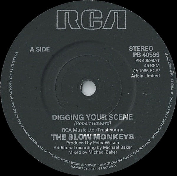 Blow Monkeys - Digging Your Scene - Used Vinyl Record 7" image 3