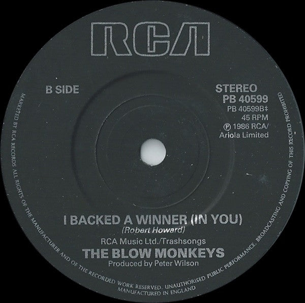 Blow Monkeys - Digging Your Scene - Used Vinyl Record 7" image 4