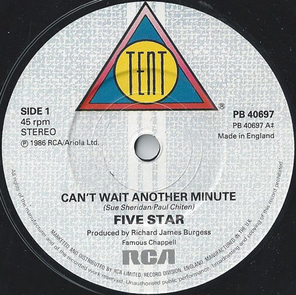 Five Star - Can't Wait Another Minute - Used Vinyl Record 7" image 3
